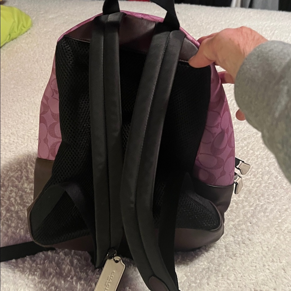 Coach Red and Green Signature Canvas Backpack - Picture 6 of 7